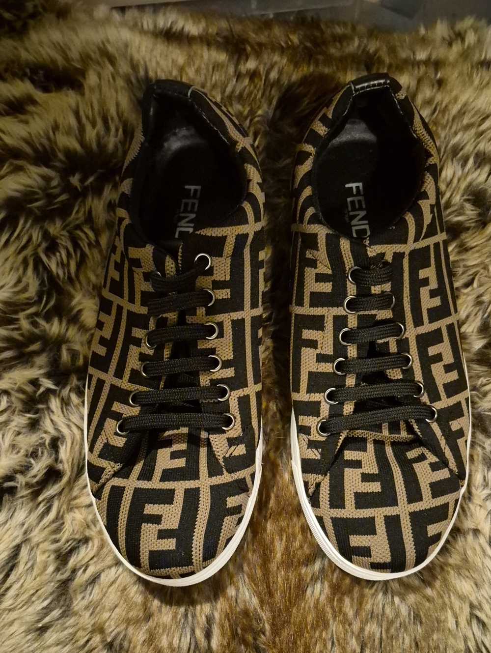 Fendi Men’s Black & Brown FF Logo Low-Top Sneakers